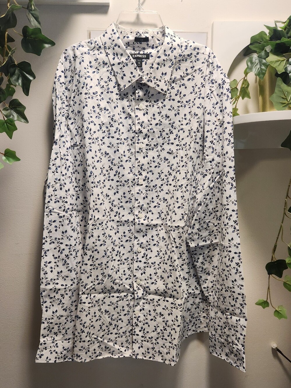 Express White Shirt with Navy Floral Print